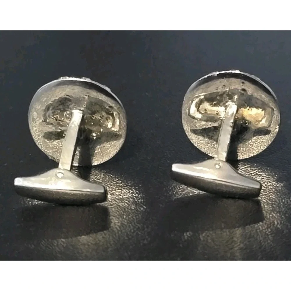 Men's vintage religious cufflinks with cross and rhinestones